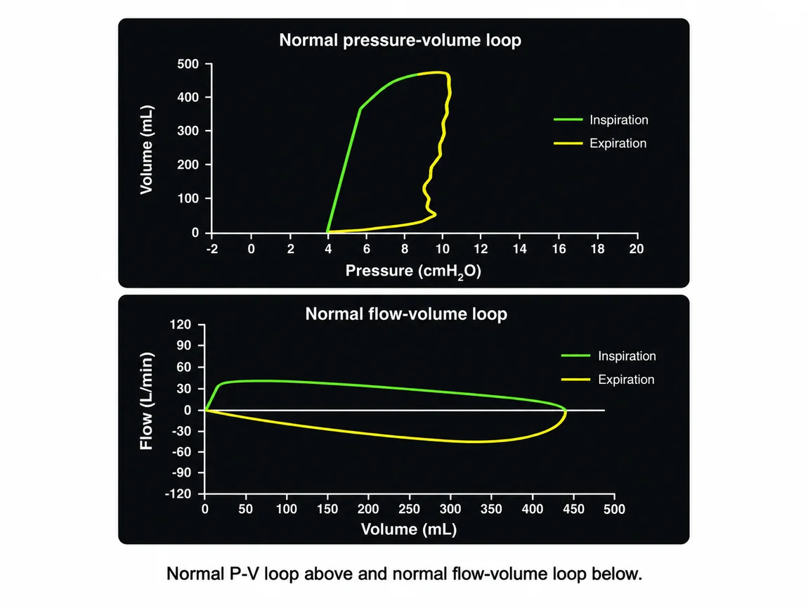 Normal pressure-volume and flow-volume loops